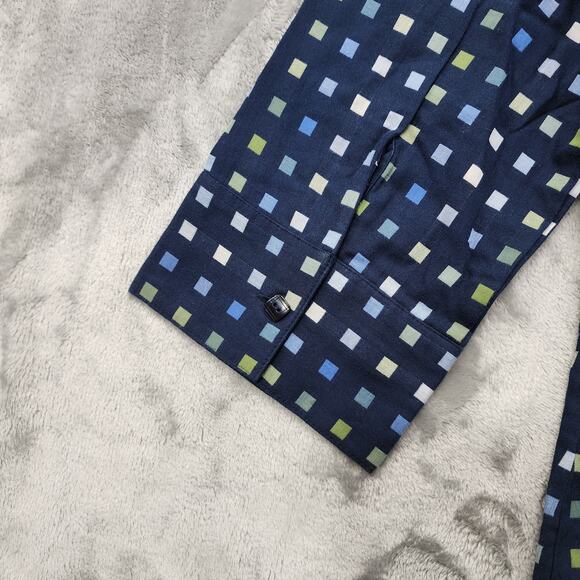 Christopher & Banks Jacket Womens XL Blue Green Check Plaid Cotton 3/4 Sleeve - Picture 4 of 11